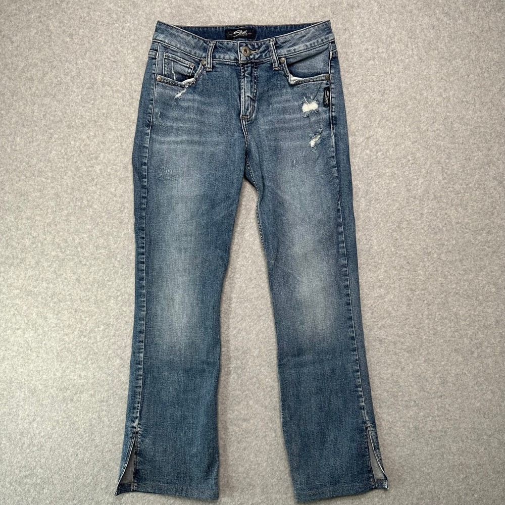 Silver Jeans Co Avery Slim Bootcut Jeans Medium Wash Split Hem 28x31 (29x29)